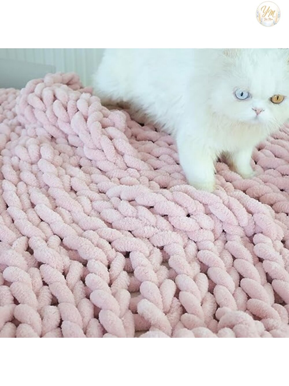 Handmade Chunky Knit Chenille Throw Blanket 50x60
